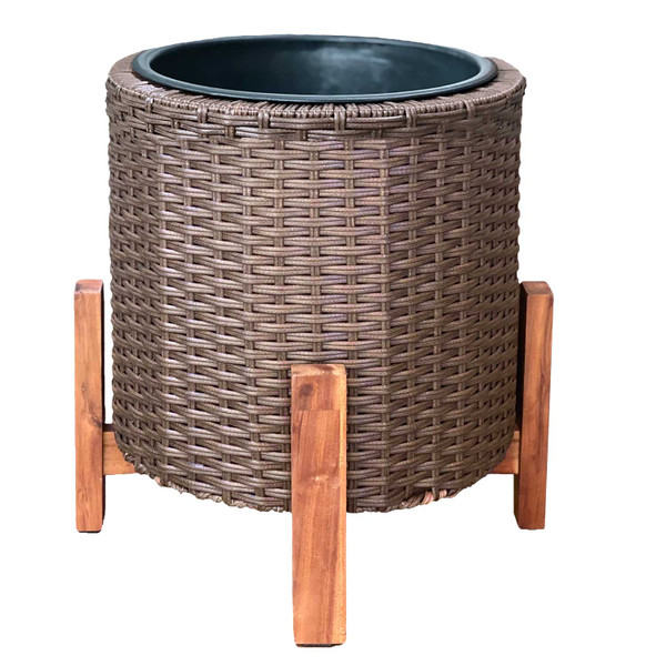Brown Wicker Planter with Stand